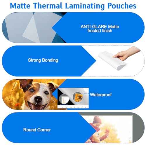Geyoga 200 Sheets Matte Laminating Sheets Holds 8.5 x 11 in, Matte Thermal Laminating Pouches (3 Mil), 9 x 11-1/2-inch Matte Letter Size Laminating Sheets Ultra Clear with Matte Finish