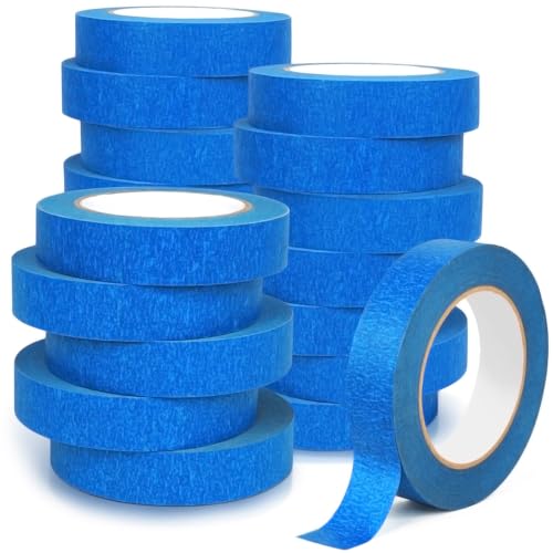 20 Rolls Blue Painters Tape Bulk Pack, Painter's Tape 1-inch ¡¿ 55 yards, Multi-Surface Residue-Free Blue Masking Tape for Wall Painting, Artwork, Automotive and Packaging Labelling, Total 1100 Yards