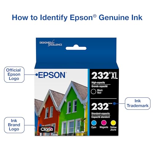 Epson 4-Pack High Capacity Black & Color Ink Cartridges T232XL-BCS for Workforce & Expression Printers