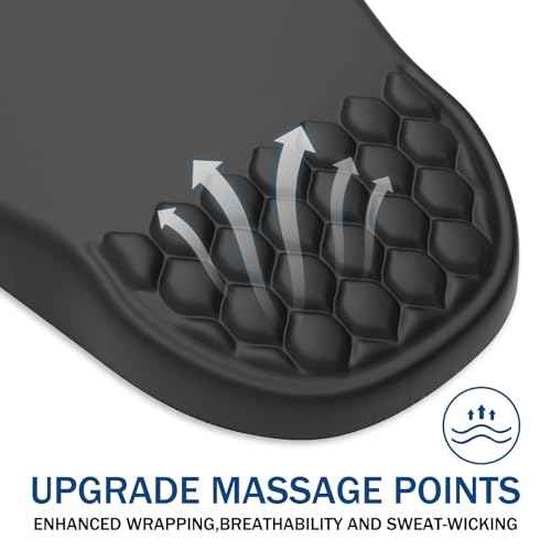 Ergonomic Mouse Pad Wrist Support, with Memory Foam & Non-Slip PU Base, Comfortable Massage Design Mouse Pad Relieve Wrist Fatigue&Pain, Suitable for Computer, Office and Home(01Black)