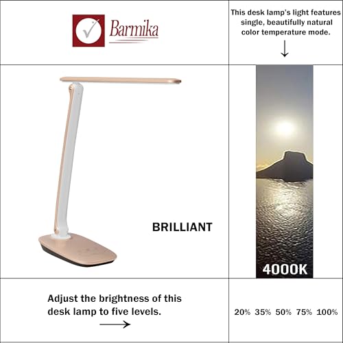 LED Desk Lamp, Bright, Dimmable LED Task Light with Touch Control, Adjustable Arm, Modern Desk Light with USB Charging Port for College Dorm Room, Classroom, Home Office, Beige