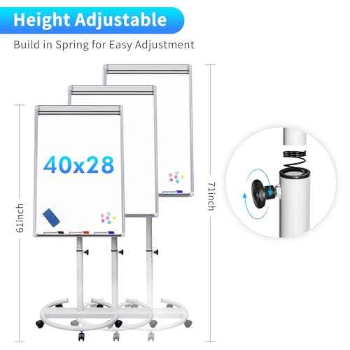 maxtek Mobile Dry Erase Board ? 40x28 inches Magnetic Portable Whiteboard Stand Easel White Board Flipchart Easel Board with 25 Sheets Paper Pad for School Supplies