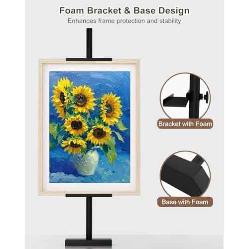 Adjustable Tabletop Easel Stand, Picture Easels for Display Up to 29" H, Metal Picture Frame Holder Stand Table for Art, Photo (Black)