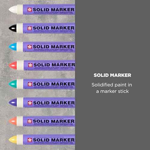 SAKURA Solid Marker, Solidified Paint, 8 Pack Set Including White, Black, Yellow, Orange, Purple, Blue, Red & Green