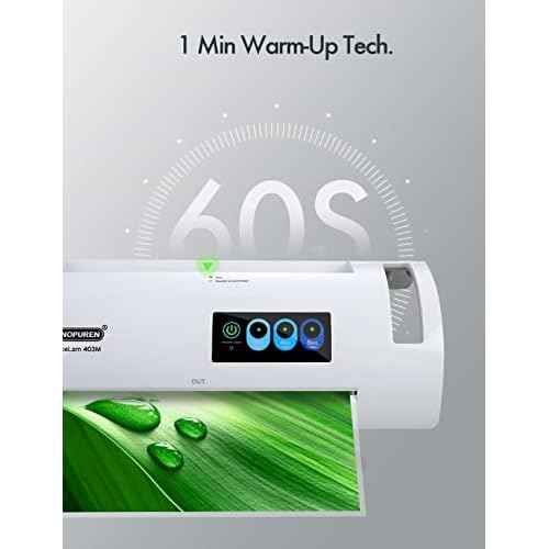 Laminator Machine, SINOPUREN Laminating Machine, Thermal Lamination 9-inch Quick 1min Warm-up JamFree-Tech Personal Lamination Work with 3mil 4mil 5mil Pouches, School/Office/Home use, White