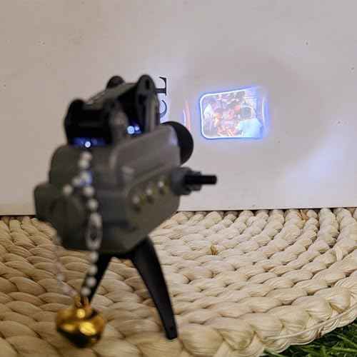 Miniature Retro Film Projector Model with Tripod, Resin Craft Vintage Style Movie, Collectible Mini Film Props with Bell for Home Desktop Display (Black+gray)