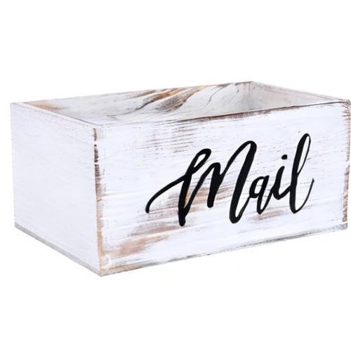 CFYACFY Mail Organizer Countertop Mail and Key Holder for Desk Mail Basket Letter Organizer Caddy Dorm Organizer Rustic Home Decor Mailbox White 5.5*5.5*11.4 Inch