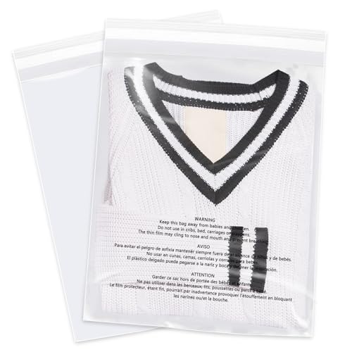 13" x 15" (100 Count) Clear Poly Bags with Suffocation Warning