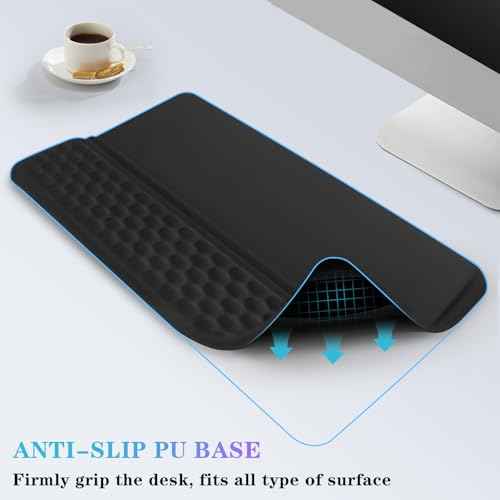 Computer Keyboard Stand with Wrist Rest, Ergonomic Tilted Keyboard Holder - Keyboard Riser with Wrist Pad - Keyboard Tray Support for Office Home - Black