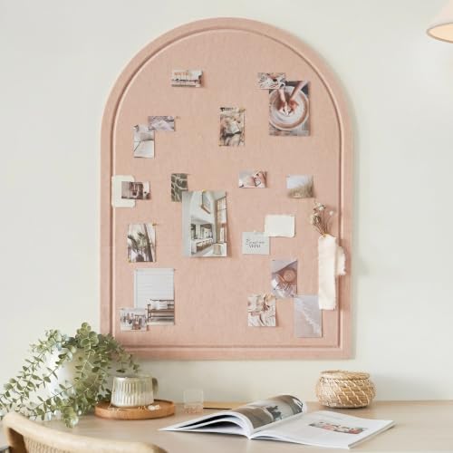 Pink Large Arched Felt Bulletin Board - Cork Board Alternative for Wall Decor