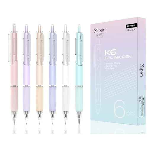 Gel Pens, 6 Pcs 0.7mm Quick Dry Black Ink Pen, Cute Ergonomic Fine Point Smooth Writing Pens, Back to School Office Supplies Fun Aesthetic Pastel Journaling Pen Gifts for Girl Student Women