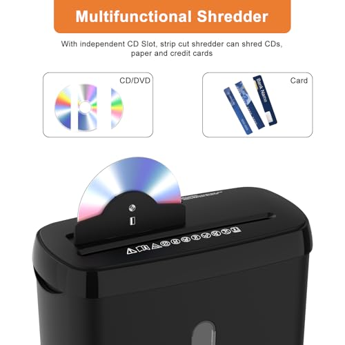 Woolsche 10-Sheet Strip Cut Paper Shredder with 3.17-Gallon Basket, P-2 Security Level, CD & Credit Card Shredder, Quiet & Jam-Proof