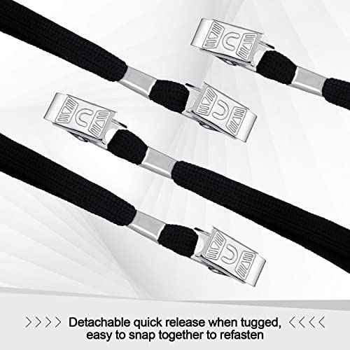 Hoolerry 300 Pcs Lanyards Clips Bulk for ID Name Badge Holder Lanyards Flat with Swivel Hook for Office School(Black)