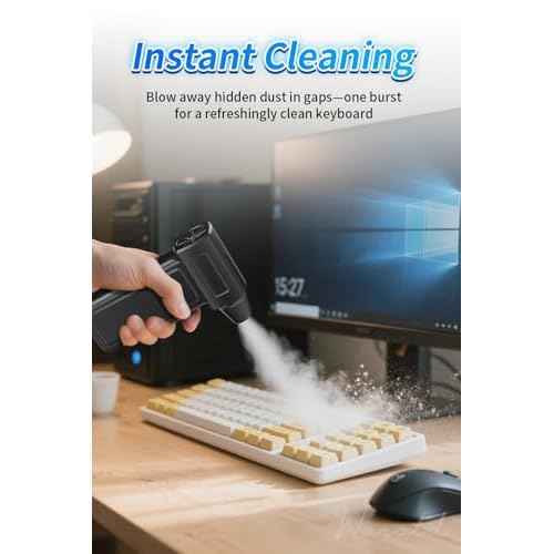1-Second Turbo Blast ? Compressed Air Duster 200,000RPM - Powerful Cordless Electric Air Blower with LED Light, 4-Speed Adjustable, Rechargeable Dust Cleaner for PC, Car£¬Home Canned Air Alternative