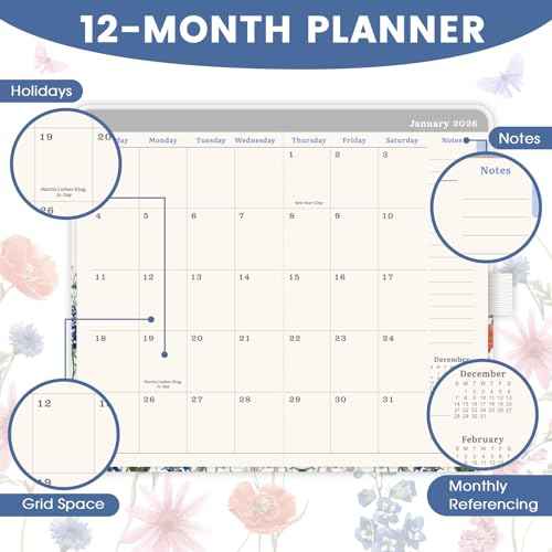 2026 Pocket Calendar - 2026 Pocket Planner for Purse, Jan. 2026 - Dec. 2026, 6.3''¡¿3.8'', Weekly & Monthly Planner with Pen Loop - Floral