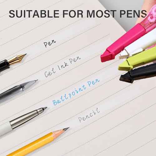 19.69ft Correction Tape Pen, 5-Count Pack, Dry Instantly, Stretch Resistant, not Easy to Break, as Smooth as Writing, Perfect for School, Office Supplies, Black White Red Yellow Blue