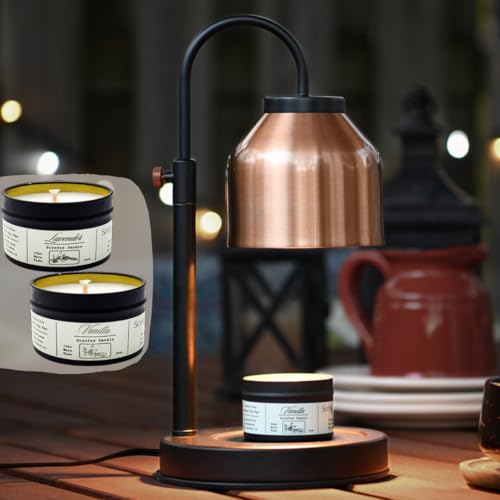 Candle Warmer Lamp with Timer & Dimmer, Copper Shade with 2 Scented Candles & 2 Bulbs, Gifts for Women, Mom, or Housewarming ? Home Decor