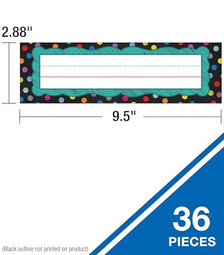 Carson Dellosa Colorful Chalkboard Name Plates for Classroom, 36 Pack