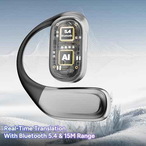 AI Language Translator Earbuds,OWS Real-Time 4-in-1 Translation Earbuds 144 Languages & Accents, Bluetooth 5.4 Translation Device for Travel/Business/Learning (A16 Gray Black)