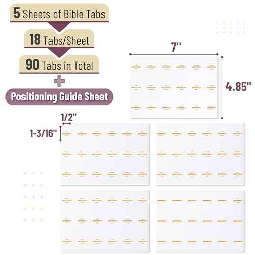 Mr. Pen- Mini Bible Tabs, 90 pcs, White with Gold Edge, Laminated Bible Tabs for Women and Men