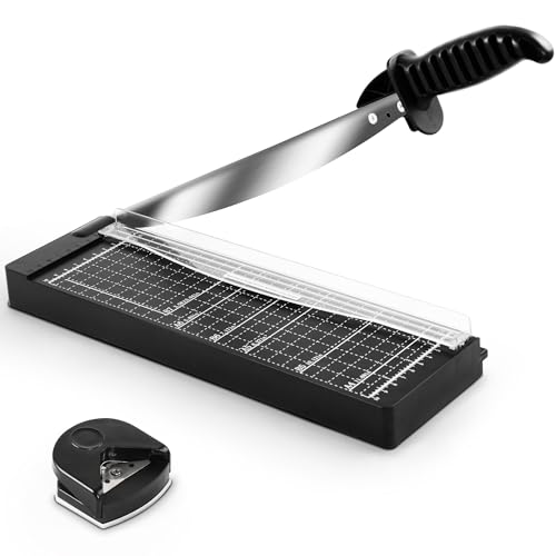 MAKEASY 12-Inch Heavy Duty Paper Cutter Black, 12 Sheet Guillotine Trimmer for Craft & Office