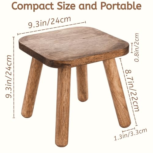 Youeon 9 Inch Small Wooden Step Stool, Non-Slip One Step Stool for Adults, Holds up to 300 Lbs, Portable & Sturdy, Footstool for Bedroom, Bathroom, Kitchen, Easy to Assemble