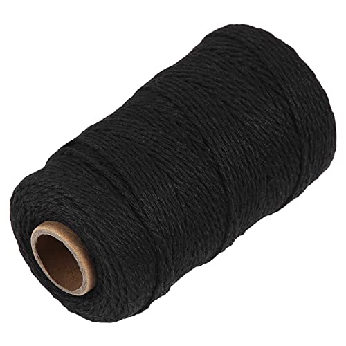 Ohtomber Black Natural Cotton Craft String 2mm, 328ft (100m) Bakers Twine