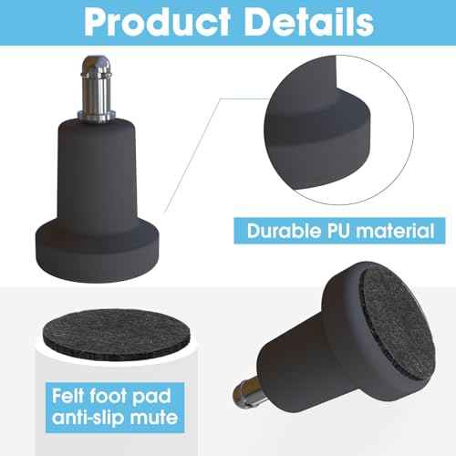 Bell Glide Replacements Office Chair, Caster Wheels and Glides Stopper, Casters Replacement Feet with Separate Self Adhesive Felt Pads, Wheel for Carpet (15)