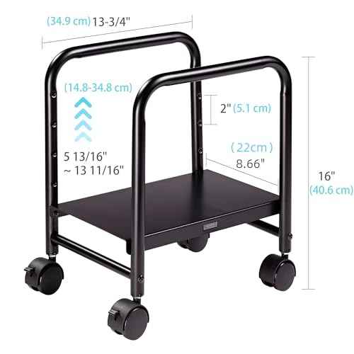 EUREKA ERGONOMIC Computer Tower Stand, Height Adjustable PC Stand for Under Desk, Mobile Rolling CPU Holer with 360¡Æ Locking Caster Wheels, Desktop Tower Cart on Floor, Desk Accessories, Steel, Black