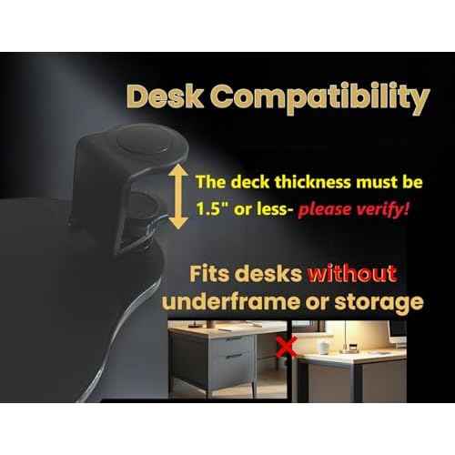 Clamp on Mouse Platform, Clip on Mouse Pad, Rotating 360, Easy Slide Out Tray, Suitable Up to for 1.5" Thickness Desk, for Home, Office to Save Space (Black)