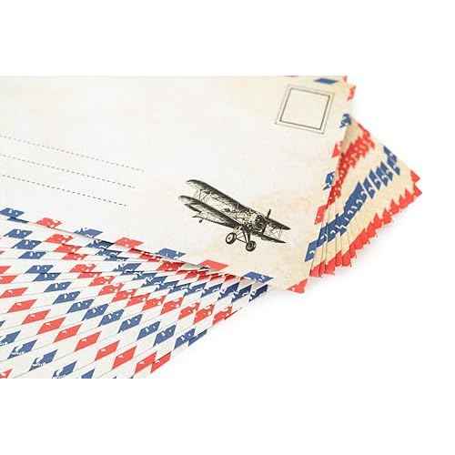 60 Pack Airmail Paper and Envelopes Set - Blue Writing Paper for Invitations, Love Letters, Letters to Troops, Christmas Letter - 8.5 x 11 Inch