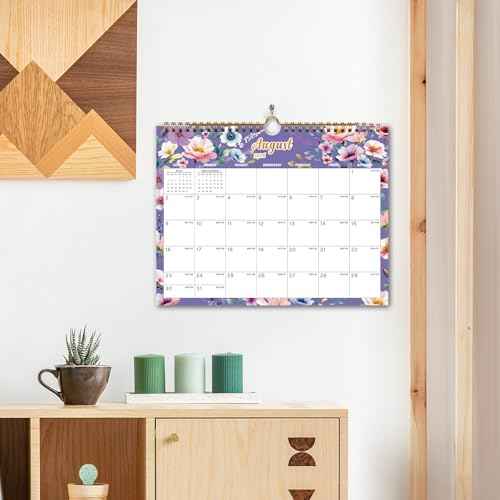 Calendar 2026-18 Monthly Wall Calendar, January 2026 - June 2027, 8.5" x 11", Calendar 2026-2027 with Twin-Wire Binding, Hanging Hook, Blocks and Julian Dates (Flowers Wall Calendar)