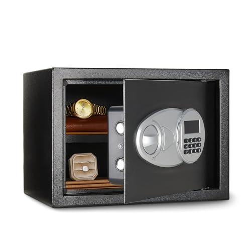 Amazon Basics 0.5 Cu Ft Steel Security Safe with Electronic Lock, Removable Shelf, Black