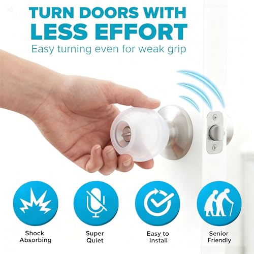STRONGEST HOME Silicone Door Knob Cover & Wall Protector, Clear, 2 Pack (2 Covers)