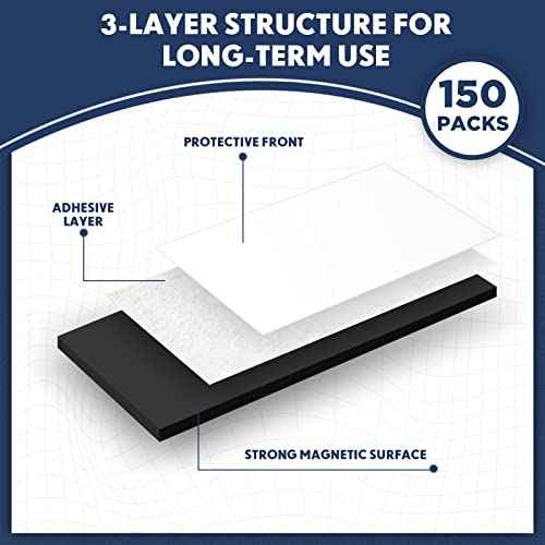 Macarrie 4 x 6 Adhesive Magnetic Sheets with Adhesive Backing Cuttable Magnetic Paper Stickers Flexible Peel and Stick for Picture Crafts Die Storage Photos(150 Pcs)