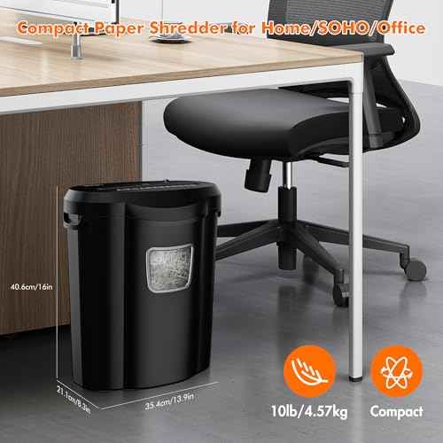 Electric Paper Shredder for Home Use, 10-Sheet, Cross-Cut Paper Shredder 5 Gal Wastebin, Shreds Documents, Credit Cards,Staples, Compact Personal Shredders for Home Office Heavy Duty