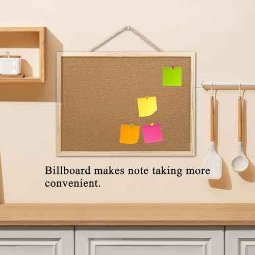 GDMINLO Cork Board Bulletin Board, 15.7"X 11.81" pin Boards for Walls, Oak Wood Finish Frame, Wall Mounted Cork Board for Office Home and School(Pins, Eye Bolts, gaskets, Screws)