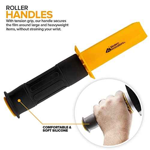 Modern Innovations 15 Inch Black Stretch Wrap Roll with Handles (2 Rolls-2000 Feet) Heavy Duty Shrink Wrap for Moving, Packing Supplies for Wrapping Furniture, Industrial Plastic Pallet Cling