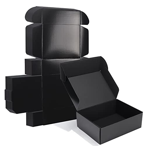 ZBEIVAN 12x9x4 Black Small Shipping Boxes, 20 Packs Corrugated Cardboard Mailer Boxes for Packaging Small Business Mailing Gifts Wrap Boxes with Lids