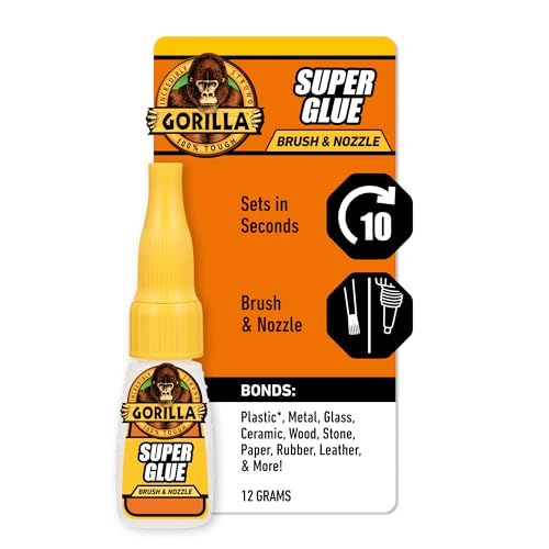 Gorilla Super Glue 12g Pack with Brush & Nozzle - Impact Tough, Fast-Drying