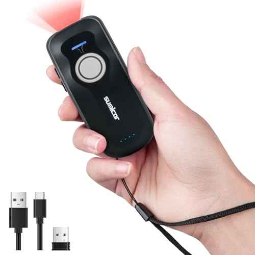 Sumicor Portable 2D Bluetooth Barcode Scanner, 1500mAh Rechargeable Battery with Level Indicator £¦ Volume Keys, 3-in-1 Bluetooth & USB Wired & 2.4G Wireless Mini QR Barcode Scanner