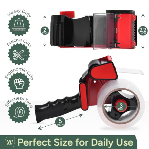 Zuvo Clear Heavy Duty Packing Tape with Dispenser - 6 Rolls