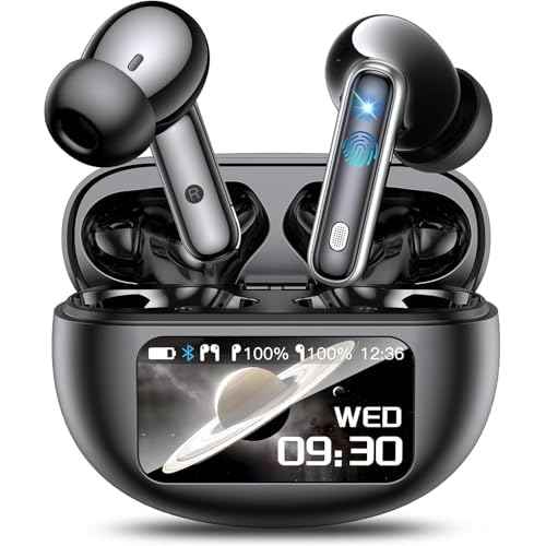 AI Translation Earbuds Real Time, Multifunctional Touch Screen Translator for 144 Languages & Accents Audifonos Traductores Ingl?s Espa?ol Noise Canceling Headphones for1Travel Business Learning Black