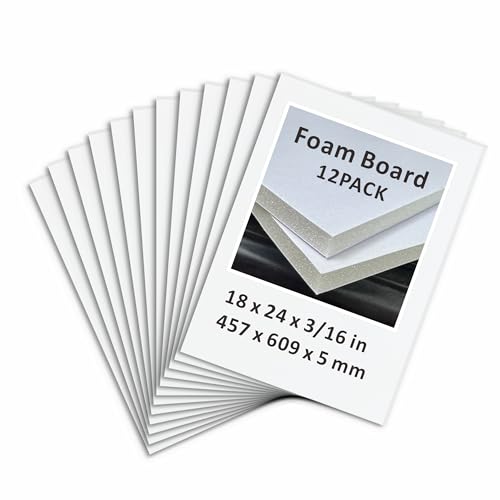 ZXUNLIEH 12 Pack White Foam Boards 18x24 Inch, 3/16 Inch Thick for Crafts & Signage