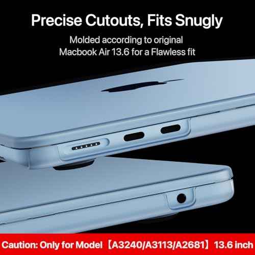 Compatible for MacBook Air 13.6 inch Case M4 M3 M2 2025 2024-2022 Release Model A3240 A3113 A2681, Sturdy Protective Hard Shell Case Cover for MacBook Air 13 inch