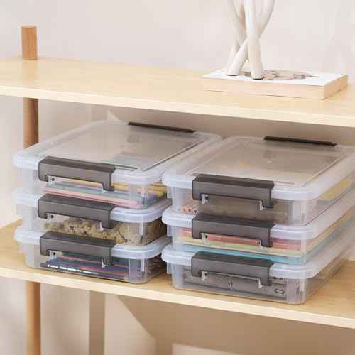 5PCS Plastic Storage Bins with Lids Portable Project Case Water Resistant Plastic Containers for Organizing Document,A4 Paper,Photo,Letter,Scrapbook