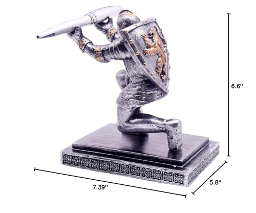 AMJUDOT Knight Pen Holder Shield Soldier Knight Pen Holder Desk Organizers Pencil Holder（Iron