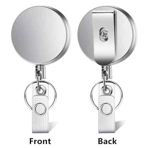 RHBLME 25 Pack Heavy Duty Metal Badge Reel with Clip & Key Ring, Retractable for Nurses, Teachers, Students, Workers