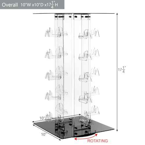 MOOCA Premium Acrylic Rotating Sunglasses & Eyewear Holder Display Sunglasses Organizer Stands Rack, 20 Frames
