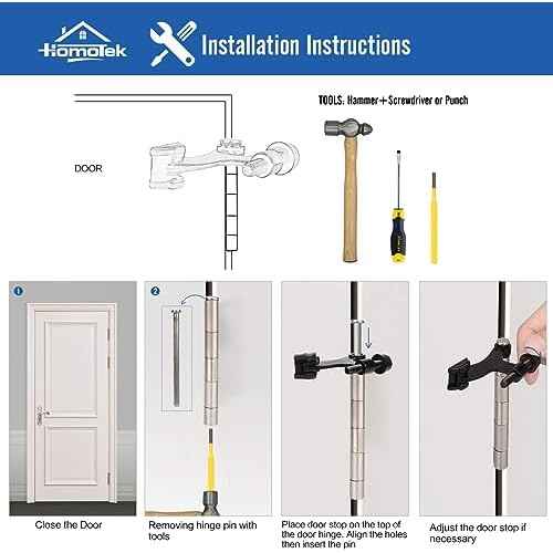 HOMOTEK 36 Pack Hinge Pin Black Door Stopper,Adjustable Deluxe Heavy Duty Door Stopper 2-1/2"x1-3/4¡±,with Black Rubber Bumper Tips